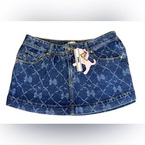 🆕 👖💙 PINK x LOVE SHACK FANCY | Denim Mini Skirt | Logo Print Y2K Skirt